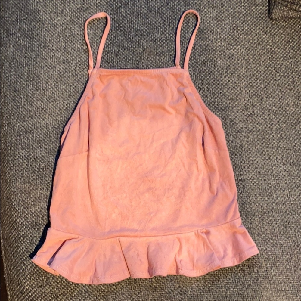Charlotte Russe Pink Cropped Halter With Ruffles